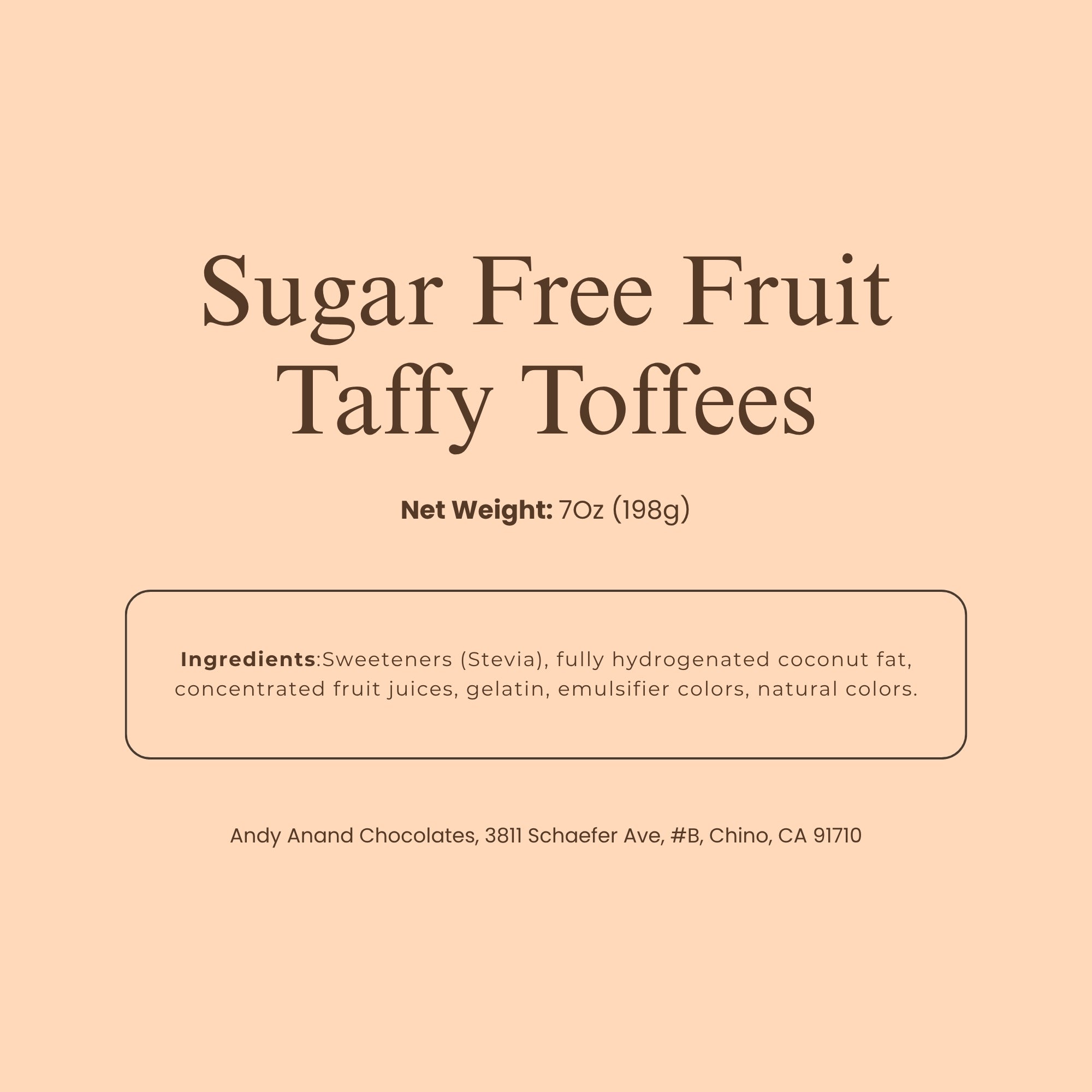 Sugar-Free European Fruit Taffy Toffees – Strawberry, Orange & Lemon | 35 pc, 7 oz