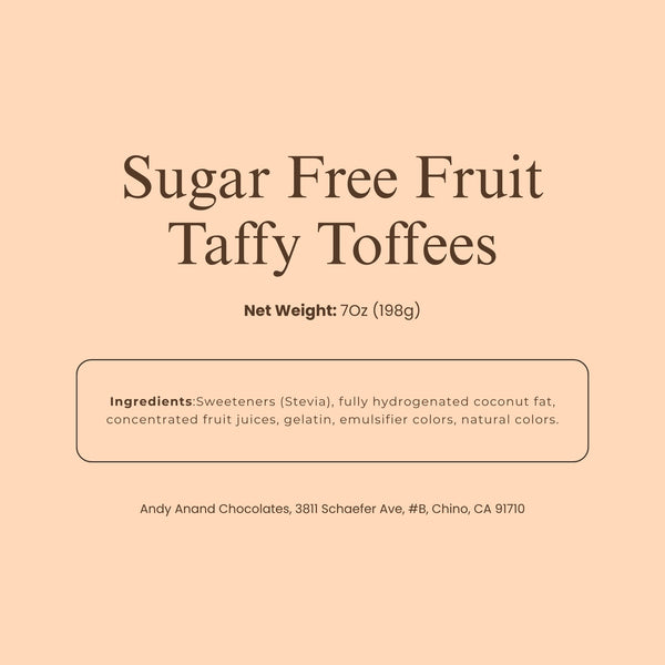 Sugar-Free European Fruit Taffy Toffees – Strawberry, Orange & Lemon | 35 pc, 7 oz