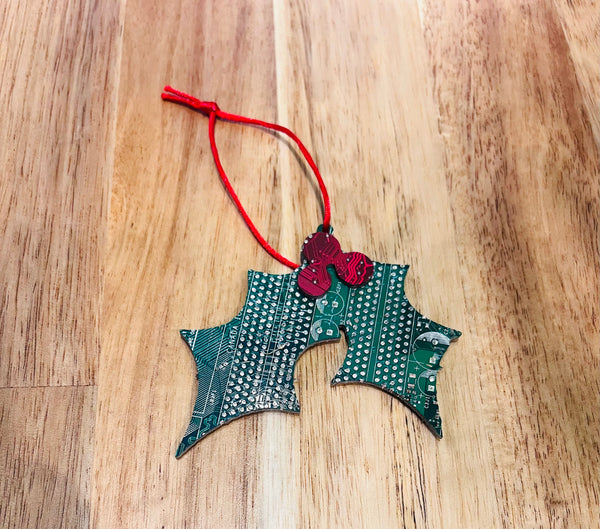 Ornements de circuits imprimés - Canne en sucre, couronne et houx