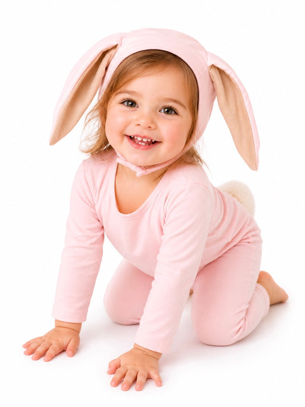 Baby Pink Bunny Costume fluffy faux-fur tail attached to covered elastic belt