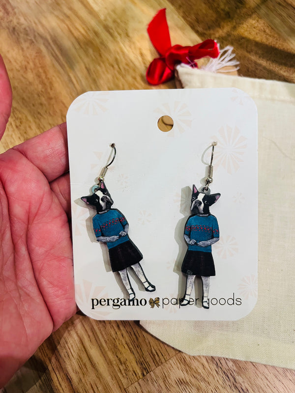 Adorable Boston Terrier Dog Earrings: Sustainable Style for Dog Lovers