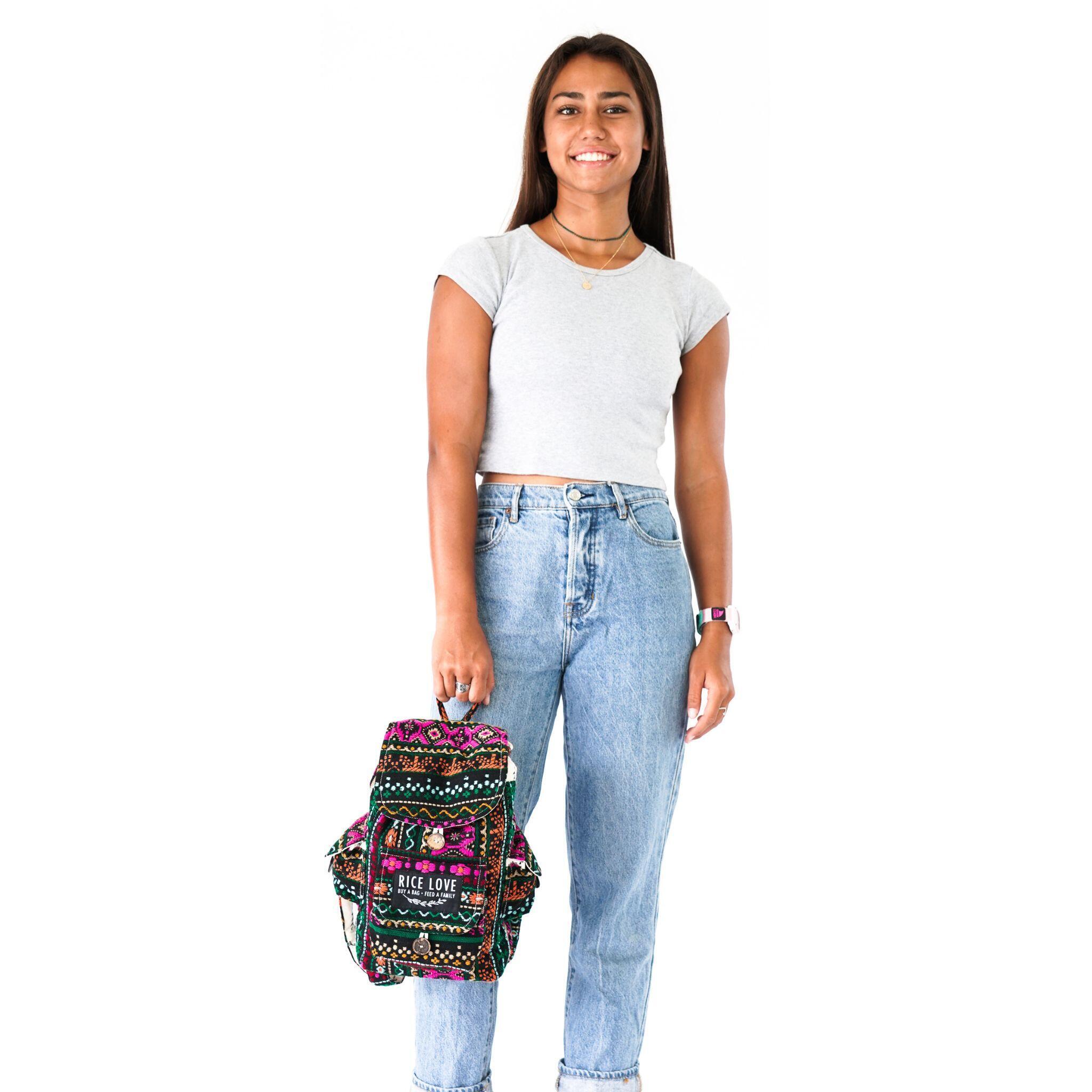 Mini Recycled Travel Backpack Dana styled as an everyday travel bag