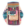 Close-up view of the recycled burlap texture on the Mini Travel Backpack Jaipur