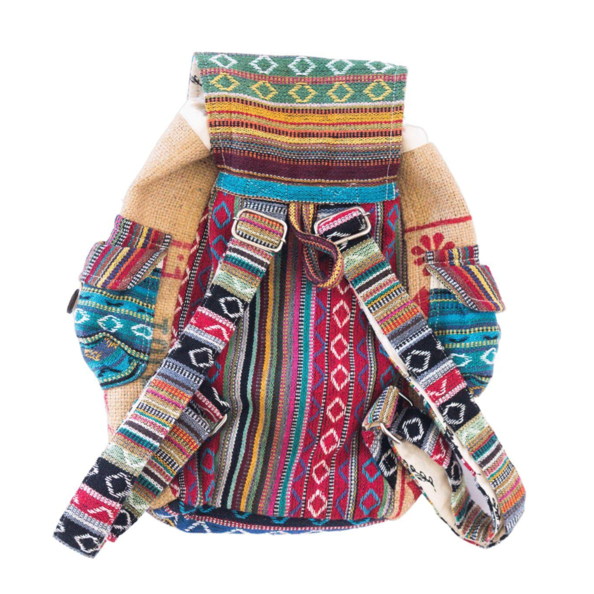 Mini Recycled Travel Backpack Jaipur shown from a side angle highlighting its compact size