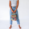 Interior and straps of the Mini Recycled Travel Backpack Jaipur