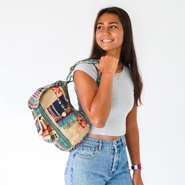 Mini Recycled Travel Backpack Kochi styled as an everyday or travel bag