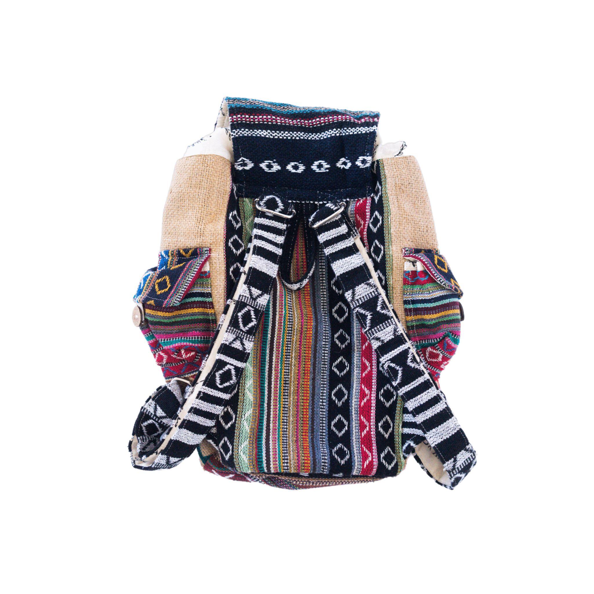 Mini Recycled Travel Backpack Mumbai shown from the side