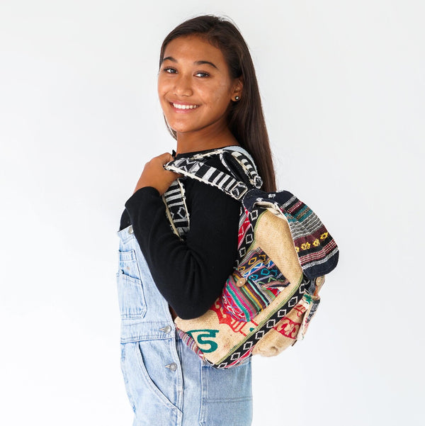 Mini Recycled Travel Backpack Mumbai styled as an everyday travel bag