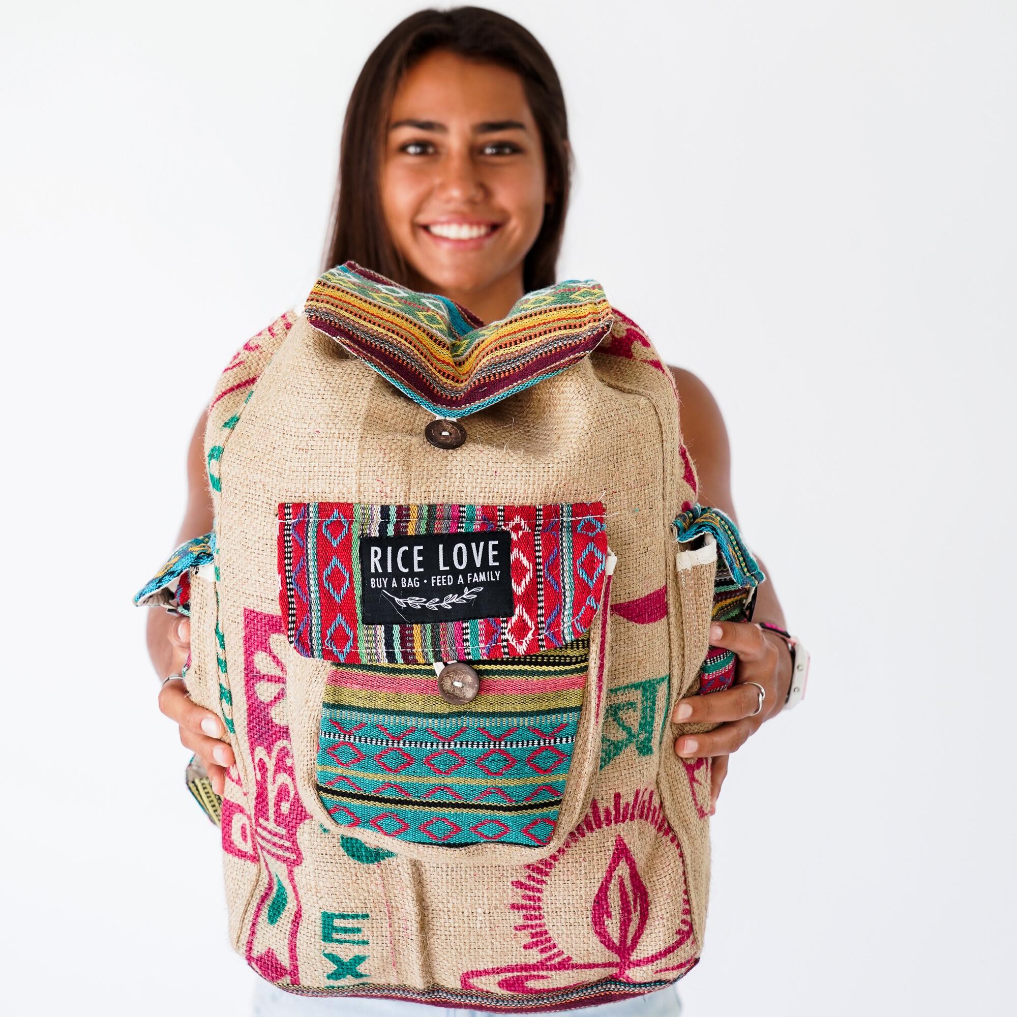 Recycled Travel Backpack Agra, a one-of-a-kind eco-friendly travel bag