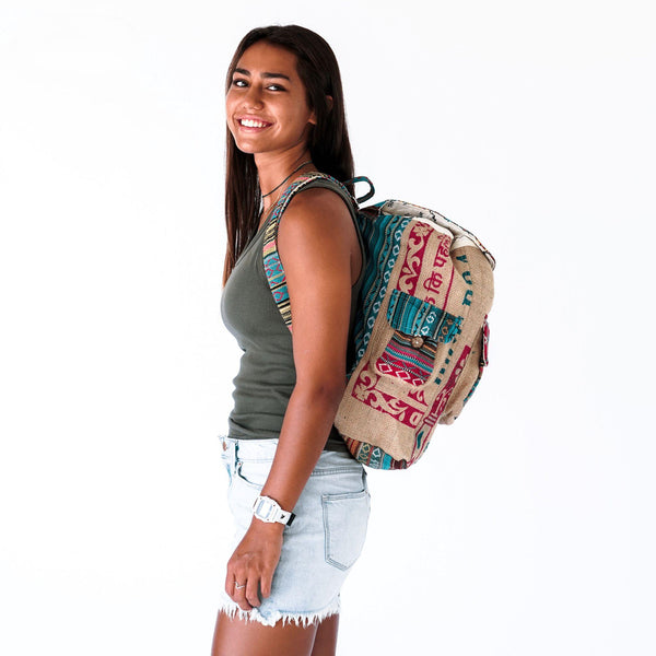 Recycled Travel Backpack Agra - Upcycled Rice Bag Bag
