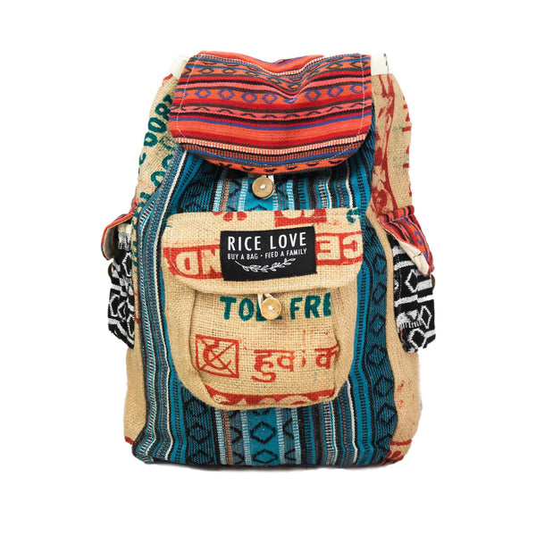 Recycled Travel Backpack Chennai - Upcycled Rice Bag Burlap