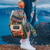 Recycled Travel Backpack Kochi showing the natural jute and burlap texture