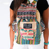 Recycled Travel Backpack Kochi shown from a side angle highlighting its fair trade construction
