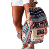 Close-up of the recycled burlap fabric on the Mumbai travel backpack