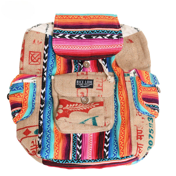 Ravi Recycled Travel Backpack – Upcycled Burlap Rice Bag