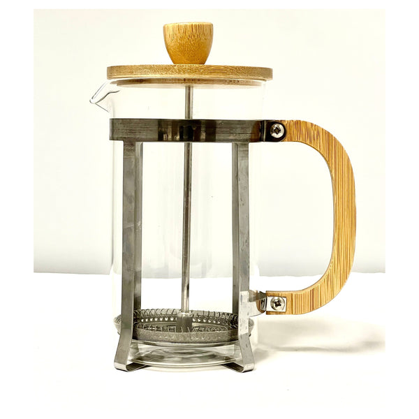 Indulge in sustainable coffee brewing with our eco-friendly French press. Crafted from bamboo and glass, this stylish coffee maker delivers a delicious cup while minimizing your environmental impact.