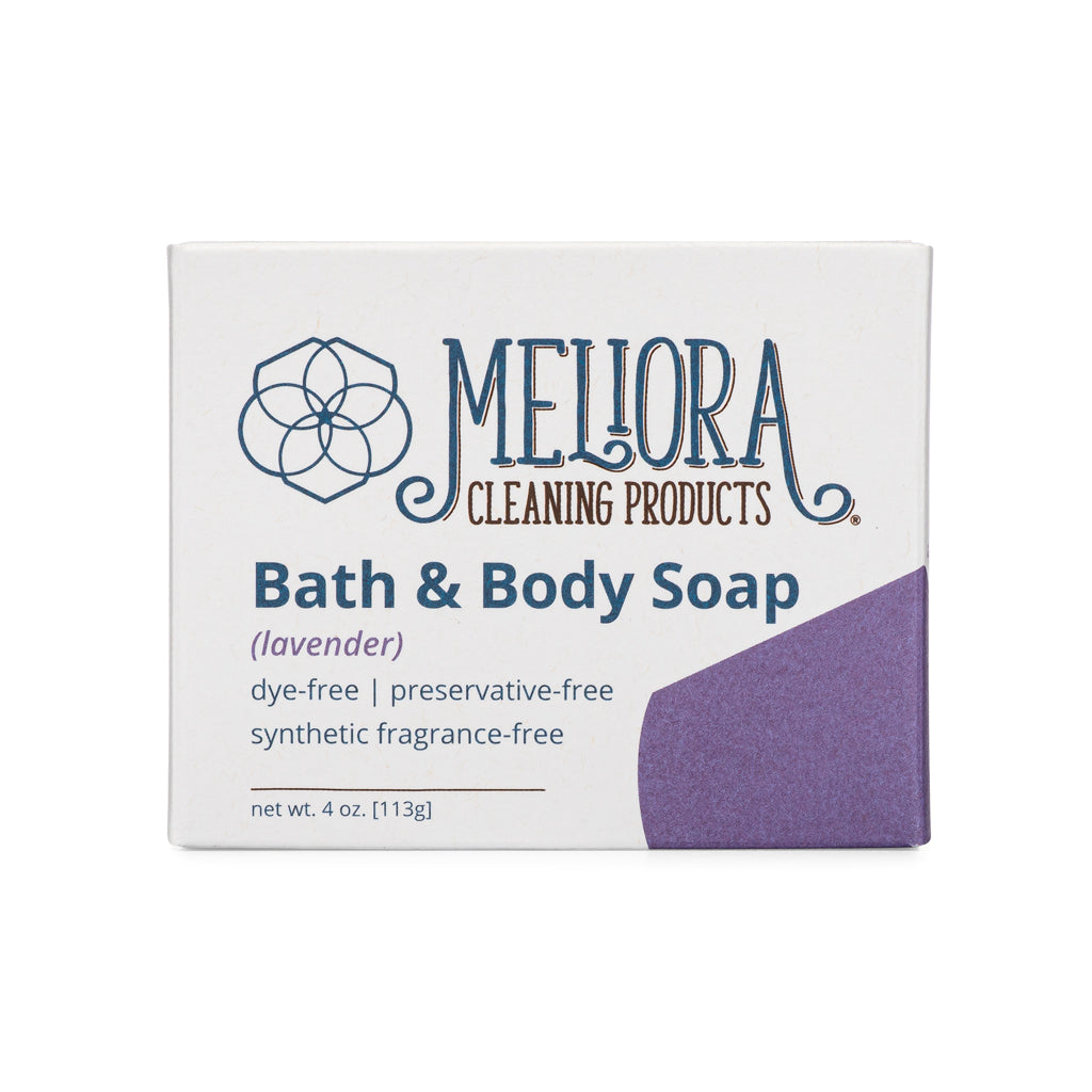 Lavender Bath & Body Soap Bar in plastic-free paperboard box