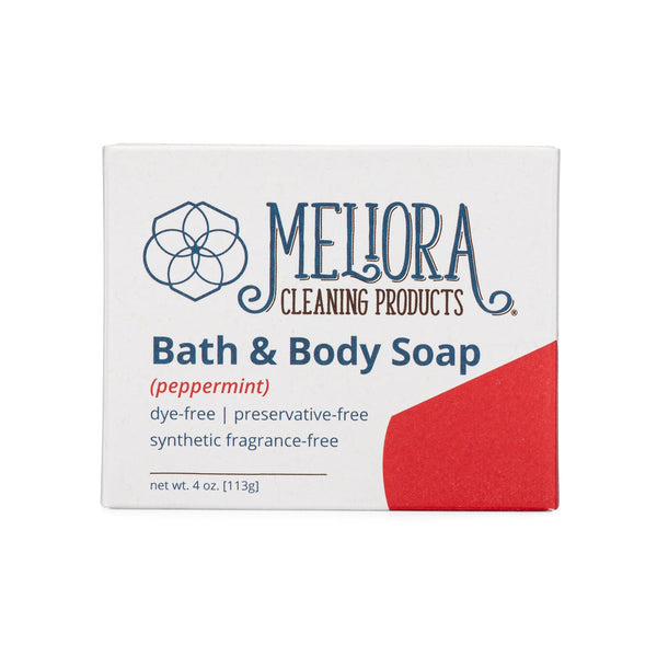 Peppermint Bath & Body Soap Bar in plastic-free paperboard box
