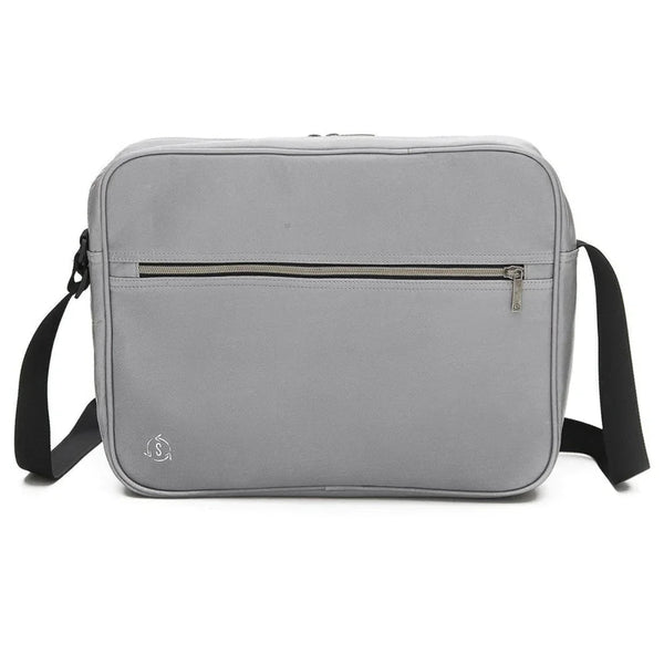 Groovy Messenger Bag in grey showing main compartment and 13-inch laptop sleeve