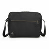 Groovy Messenger Bag in black with front zip pocket and back magnetic-clip pocket