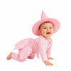 Baby Pink Witch Halloween Costume for kids, five-piece set with half skirt, witch hat and star wand