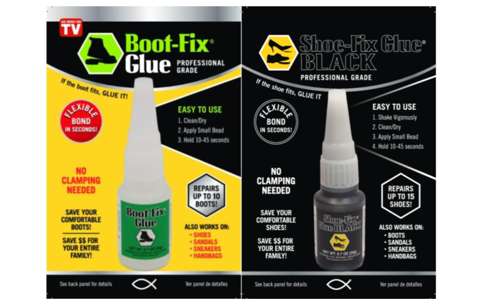Boot-Fix and Shoe-Fix Glue combo 2-pack for footwear repair