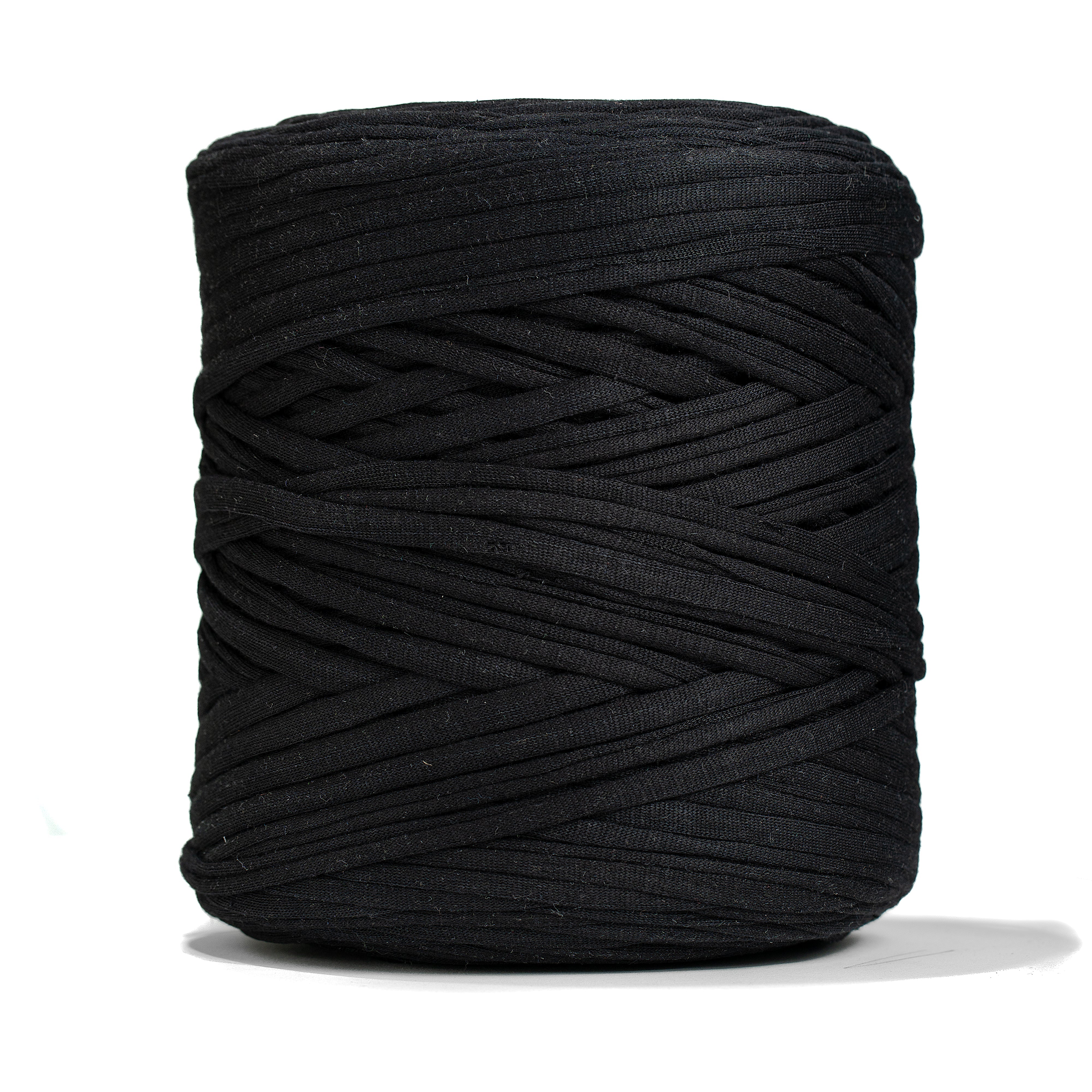 Ganxxet Black Recycled T-Shirt Fabric Yarn ball made from 95% recycled cotton on a white background