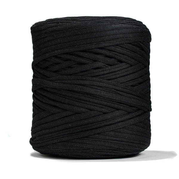 Ganxxet Black Recycled T-Shirt Fabric Yarn ball made from 95% recycled cotton on a white background