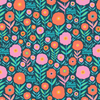 Floral pattern with 'Meli wraps' text on a dark blue background