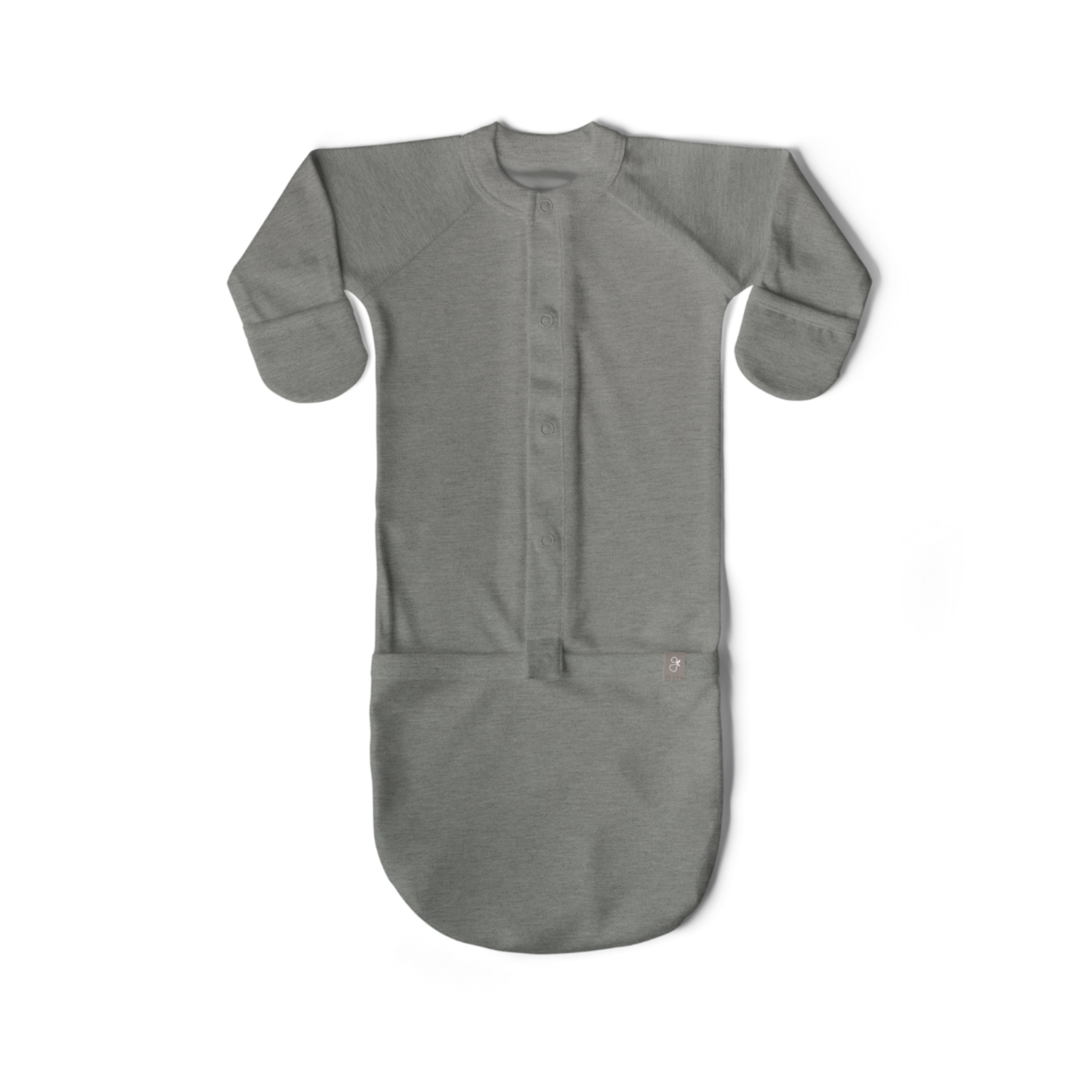Gray baby sleeping bag on a white background