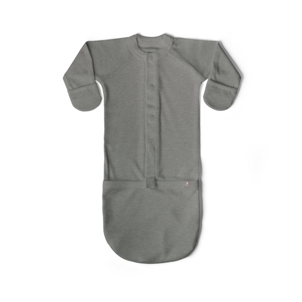 Gray baby sleeping bag on a white background