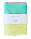 Sarah's Silks Rainbow Baby Blanket draped softly showing vibrant rainbow colours