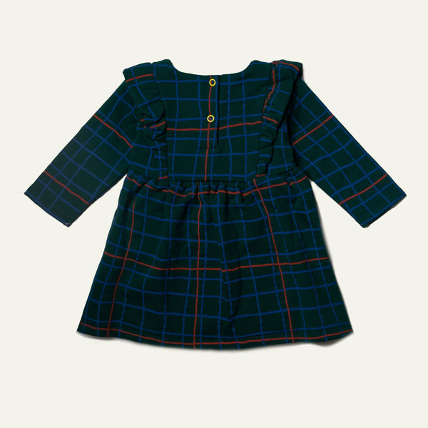 Recycled Cotton Grid Baby Ruffle Dress