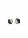 Fair trade black and white hexagon stud earrings by Fair Anita – lightweight everyday jewellery