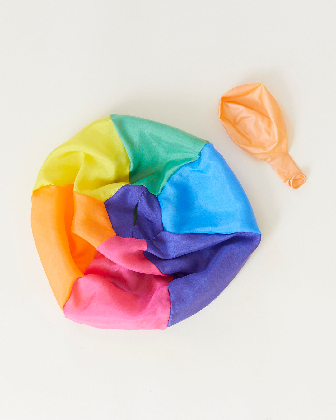 Close-up of the 100% silk cover on the Rainbow Balloon Ball
