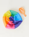 Close-up of the 100% silk cover on the Rainbow Balloon Ball