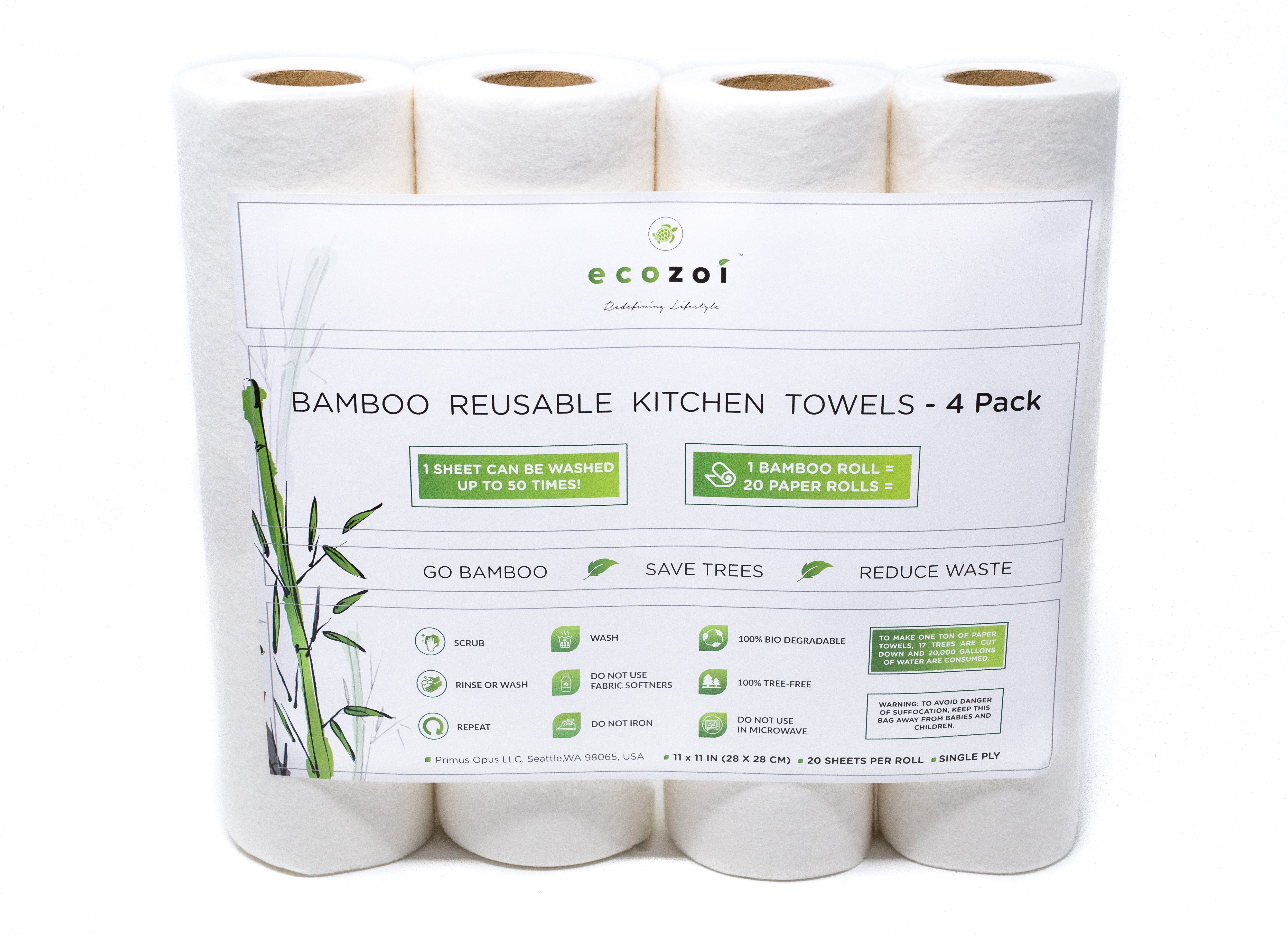 Ecozoi reusable bamboo paper towel sheet shown after being washed 50 times, still strong and intact
