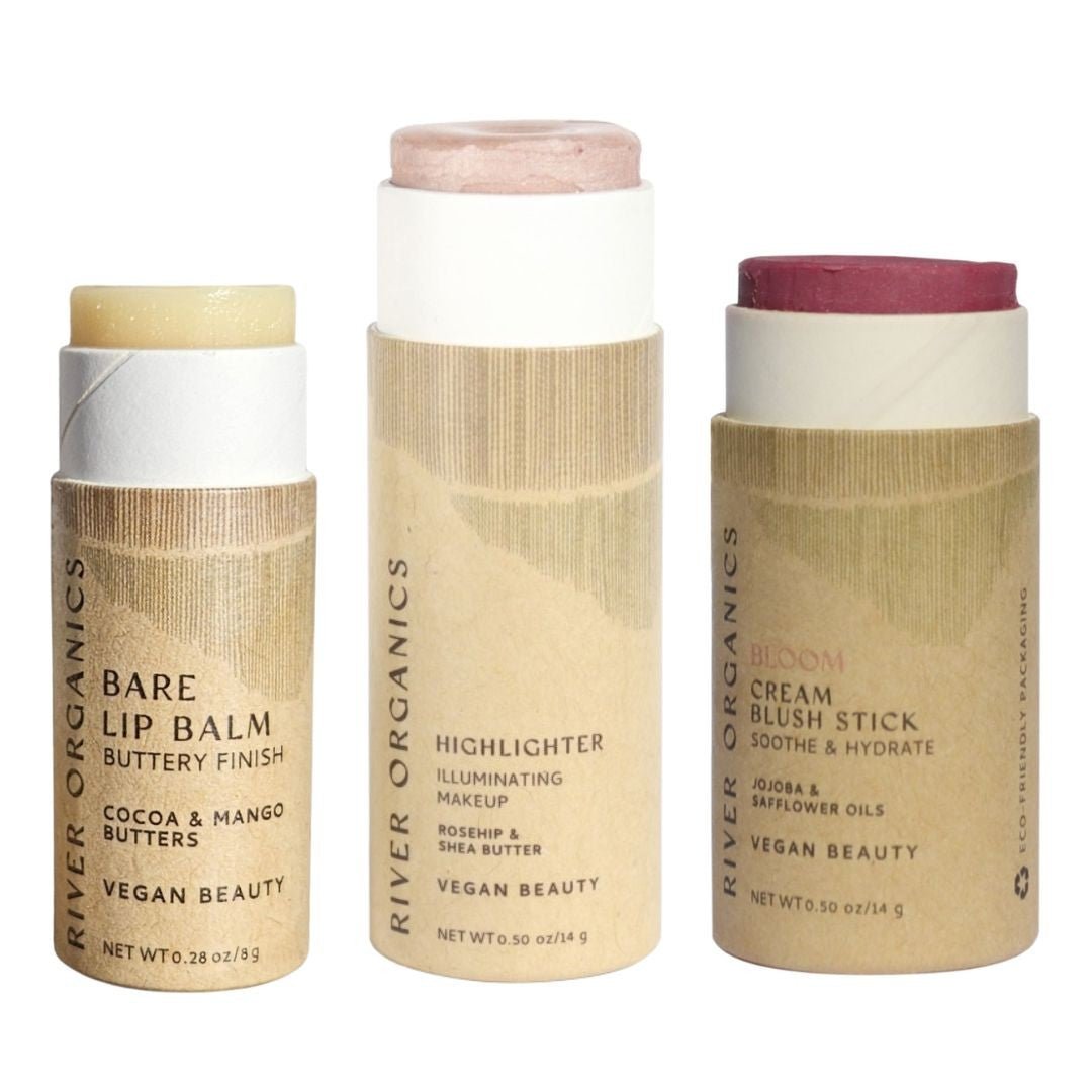 🌸 Lip + Highlighter + Blush Set – Naturally Radiant Beauty in 3 Simple Steps