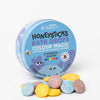 Honeysticks Bath Drops Color Magic 27pk tin with red, yellow and blue fizzy bath drops for kids