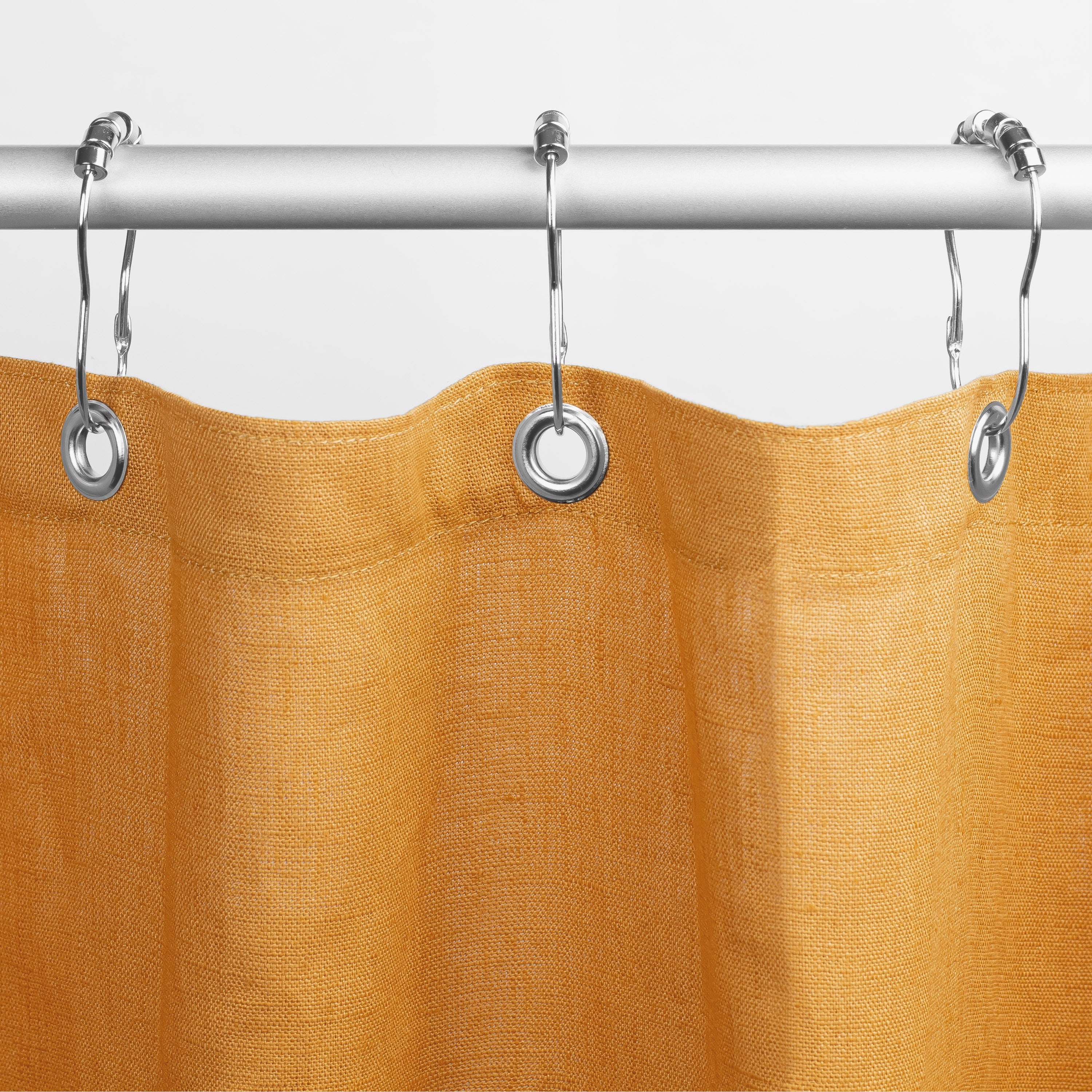 Bean Products natural linen shower curtain in citron for bath, tub and stall sizes