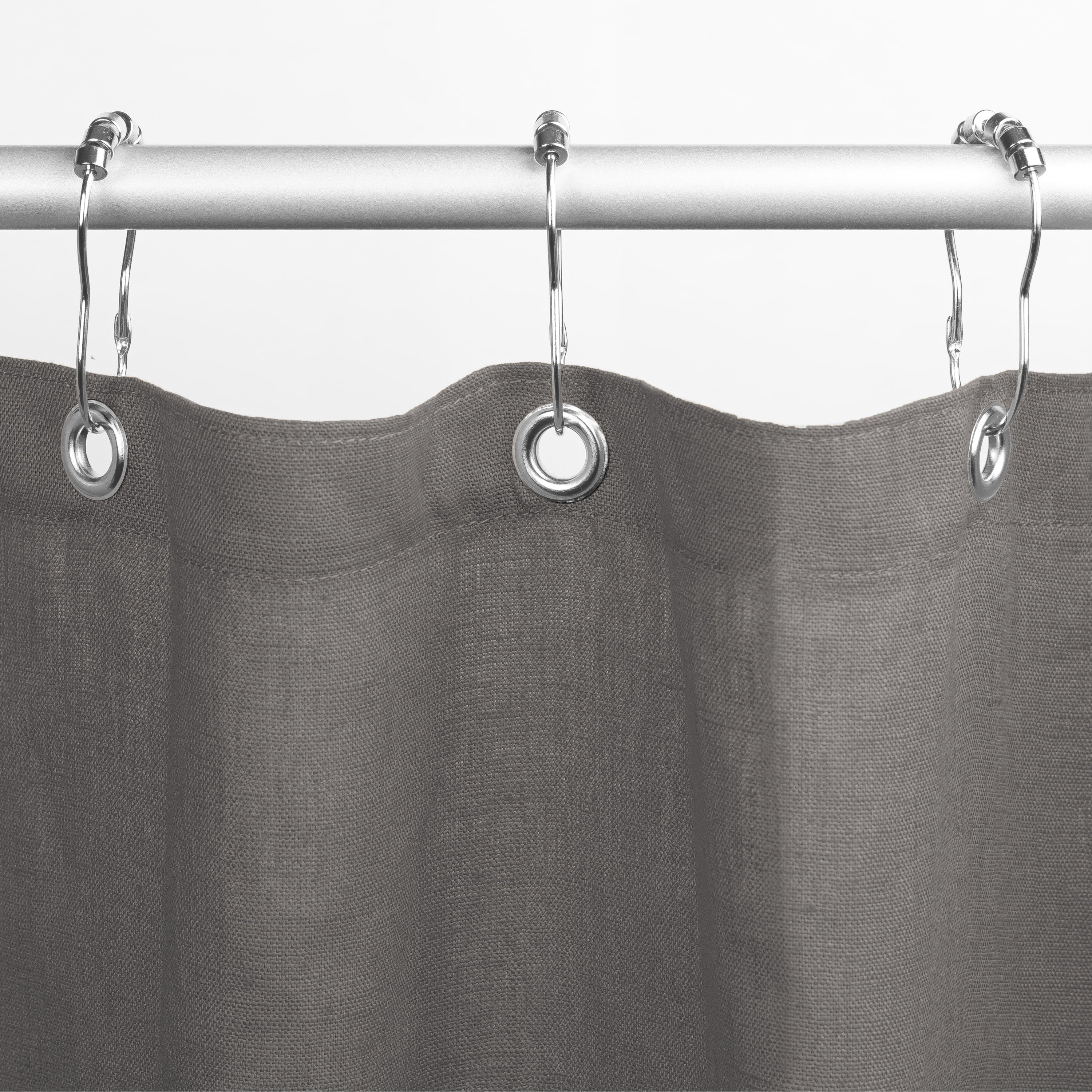Bean Products natural linen shower curtain in gray for bath, tub and stall sizes