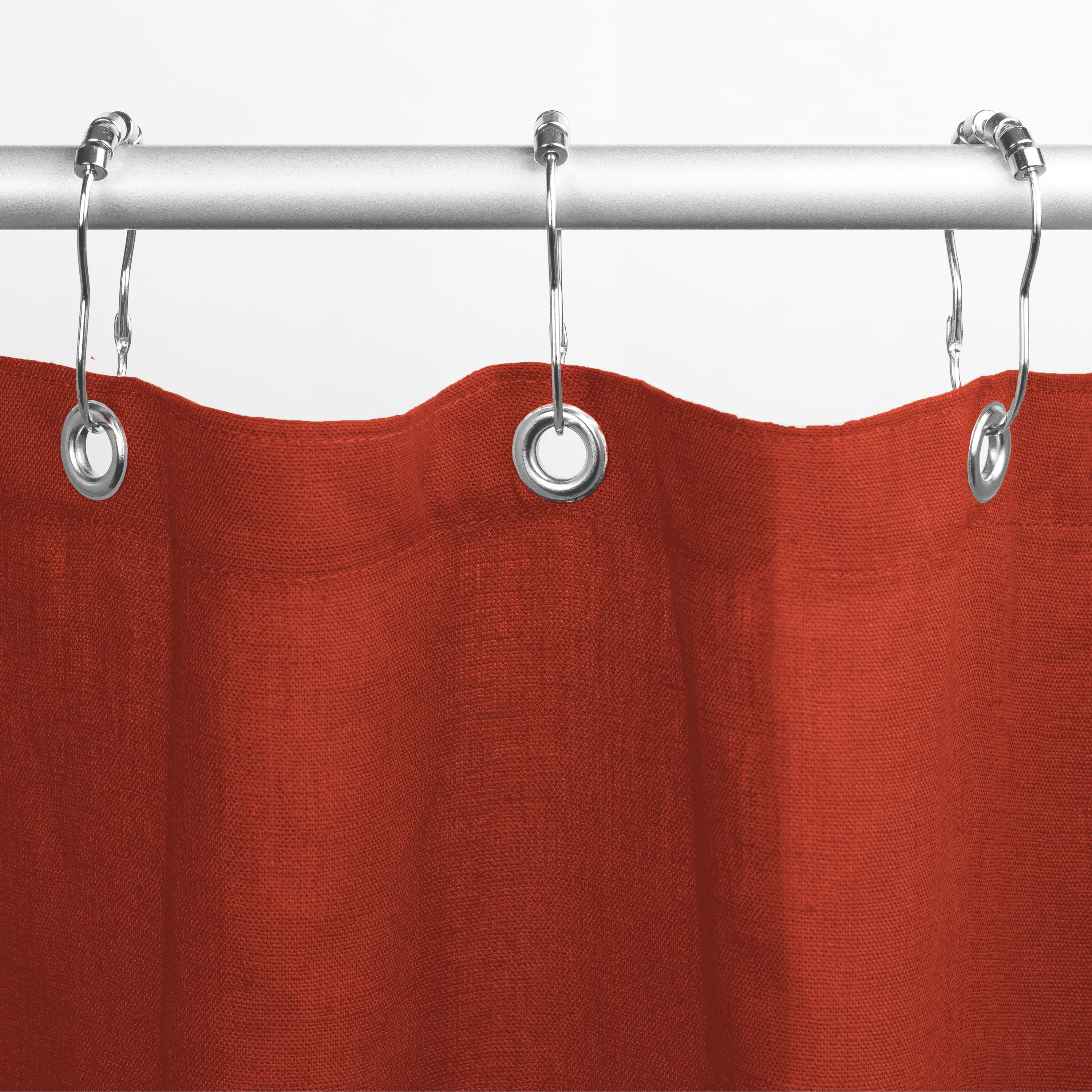 Bean Products natural linen shower curtain in rust for bath, tub and stall sizes