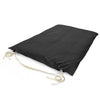 Black drawstring bag on a white background