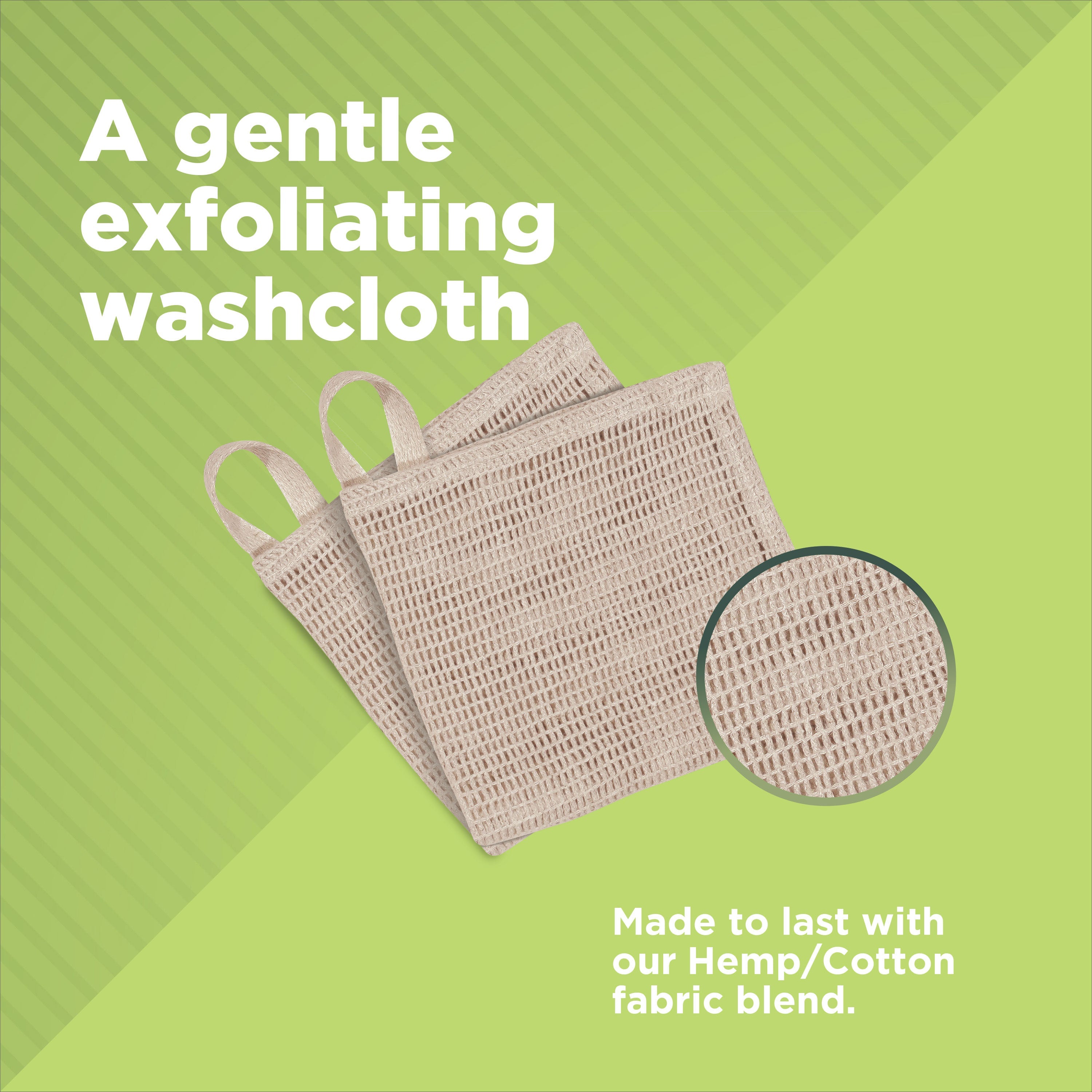Reusable organic cotton washcloth for skin care and household cleaning