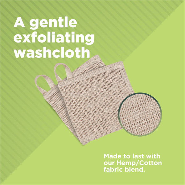 Reusable organic cotton washcloth for skin care and household cleaning