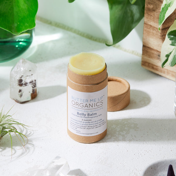 Organic belly balm for expecting mothers — zero waste compostable packaging by Butter Me Up Organics