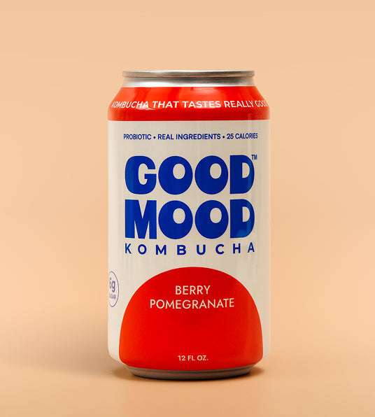 GoodMood Berry Pomegranate Kombucha bottle front view