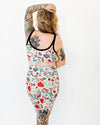 Side view of Inked Up High Rise Bike Shorts showing fit and waistband detail