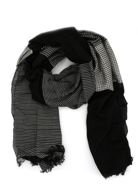 Black and white handwoven block scarf by Fair Anita, fair trade women artisans Vietnam