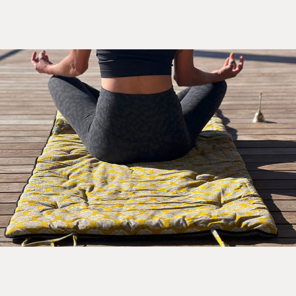 Discover serenity with the Block Print Restorative Yoga Mat Set by Verve Culture! Handcrafted design, extra-thick comfort, & matching accessories. Perfect for relaxation & sustainable style. Shop now & find your inner peace!